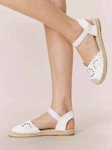 Styleloop Sandales plates décontractées style bohème avec cordon de serrage pour femmes - Blanc - Voir 6