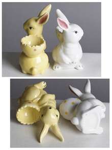 Cirelle 1 pieza Soporte para huevo de conejo de Pascua - Lindo taza de cerámica para huevos para el desayuno, decoración de mesa festiva y adorno de cocina festivo - Multicolor - Ver 9