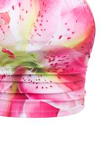 Bonvoyette Women's Floral Print Halter Neck Sexy Fashion Bikini Top - Multicolor - View 8