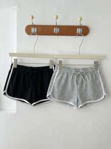 Attitoon 2 chiếc quần short nữ thường ngày, quần short tập gym, quần short cơ bản - Nhiều màu - Xem 3