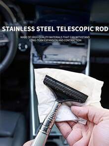 Adjustable Car Side Mirror Wiper, Adjustable Car Rearview Mirror Wiper, Adjustable Car Glass Wiper, Cleaning Tool With Adjustable Handle, Portable Accessory For Cleaning The Interior And Exterior Of Vehicles During Rainy And Foggy Weather Conditions. Portable Car Glass Cleaning Snow Brush - Sponge handle - View 2