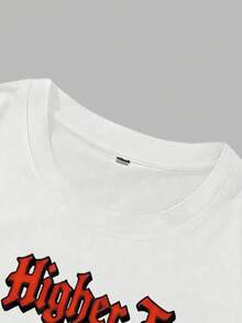 Manfinity Roghcode Men's Slogan & Figure Print Round Neck Short Sleeve Casual T-Shirt - White - View 5