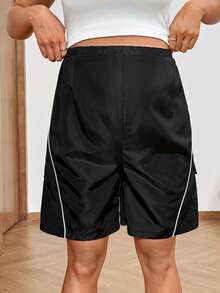 SHEIN Maternity Summer Pregnant Adjustable Waist Casual Cargo Shorts For Pregnant Women - Black - View 10