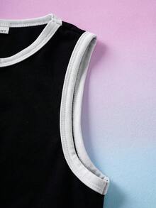 THE POWERPUFF GIRLS X SHEIN Top de tirantes con cuello redondo y estampado de mariposas para niña preadolescente - Negro - Ver 5