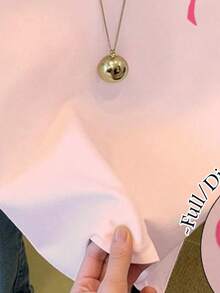 少女圆领蝴蝶结印花休闲百搭日常短袖T恤 粉色蝴蝶结服装 粉色蝴蝶结衬衫 少女粉色蝴蝶结衬衫 可爱蝴蝶结衬衫，儿童 - 彩色 - 查看 5