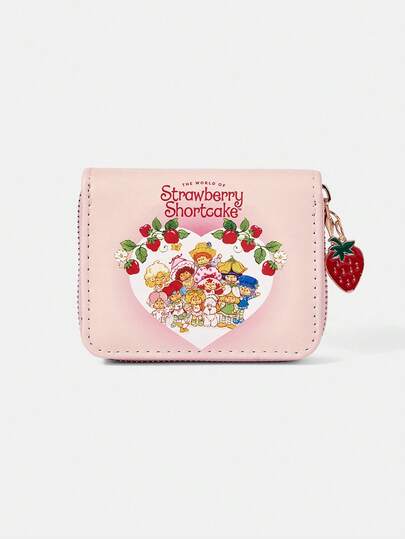 Strawberry Shortcake X SHEIN Ví ngắn cho bé hình dâu tây đơn giản có khóa kéo dành cho nữ.