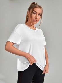 Velisys Velisys 3pcs/Set Casual Solid Color Short Sleeve Backless Design Sports T-Shirt - Multicolor - View 6
