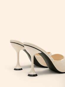 CUCCOO BASICS CUCCOO Women's Fashion Daily Wear High Heel Fabric Mule Sandals For Christmas Spring Shoes - Beige fabric - View 8