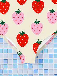 SHEIN Cute Summer Strawberry Print, Vacation Beach, #Coconutgirl, Baby Girls Casual Slim-Fit Bodysuit Swimsuit Suitable For Summer, Princess Chic, Little Stars, Baby Girl Swimwear, Vacay Romance Fruit Print Swimsuit For Girls Strawberry Swimsuit For Toddler Girls Baby Strawberry Swimsuit Girls Strawberry Swimsuit Baby Fruit Swimsuit - Multicolor - View 5