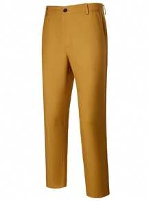 Manfinity Mode Men's Solid Color Pocket Casual Versatile Commute Business Pants, Formal - Khaki - View 3