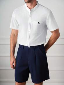 Core Aspect Conjunto casual de camisa de manga corta y pantalones cortos con estampado de caballero para hombres - Multicolor - Ver 6