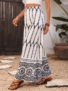 EMERY ROSE 女士休闲印花阔腿裤 - 彩色 - 查看 7