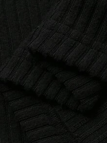 FRIFUL Camiseta de manga larga con cuello alto de mujer con contraste de encaje y acanalado - Negro - Ver 10
