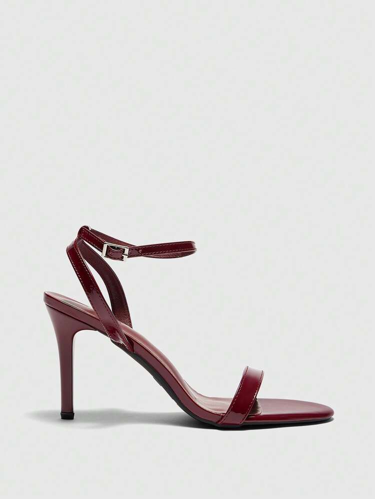 CUCCOO BIZCHIC Women Shoes Summer New Round Toe Thin Heel High Heel Burgundy Word With Simple Ankle Strap Women High Heel Sandals Fashion Elegant Commuter Party Banquet High Heel Sandals