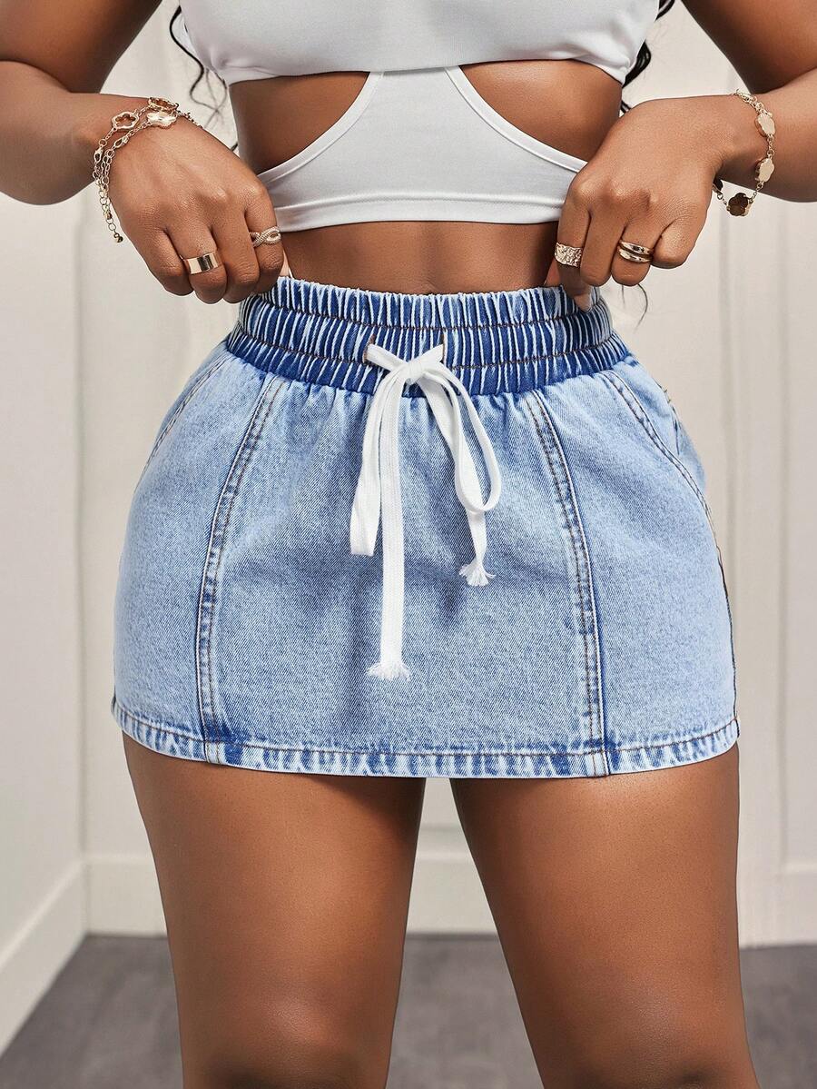 Slaydiva Women's Casual Denim Mini Skirt - Blue - View 1