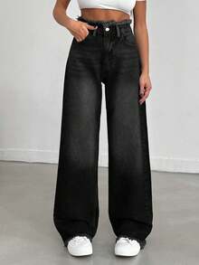 EURMUSE HIGH WAIST STRAIGHT VINTAGE BLUE JEAN - Black - View 3