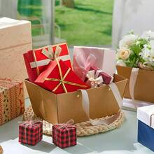 Túi quà tự làm, có quai xách, làm bằng giấy Kraft và bìa cứng, kích thước 9.8 x 6.5 x 4.3 inch, dùng để đóng gói quà tặng, thích hợp cho tiệc cưới, lễ tốt nghiệp, kỷ niệm hoặc trưng bày quà tặng. - Nhiều màu - Xem 2