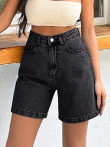 EURMUSE Short de mujer 100% algodón rígido de lavado medio - Gris Claro - Ver 8