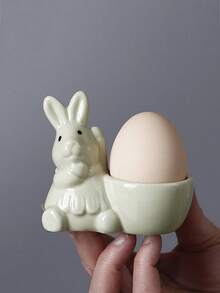 Cirelle 1 Stück Keramik Eierbecherform Hase - Süßer Frühstückseierhalter für Ostern, frische & einfache Tischdekoration - Mehrfarbig - Übersicht 8