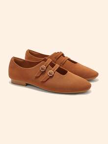 Ressula Women's Fashionable Comfortable Casual Flat Slip-On Shoes - Brown - View 5