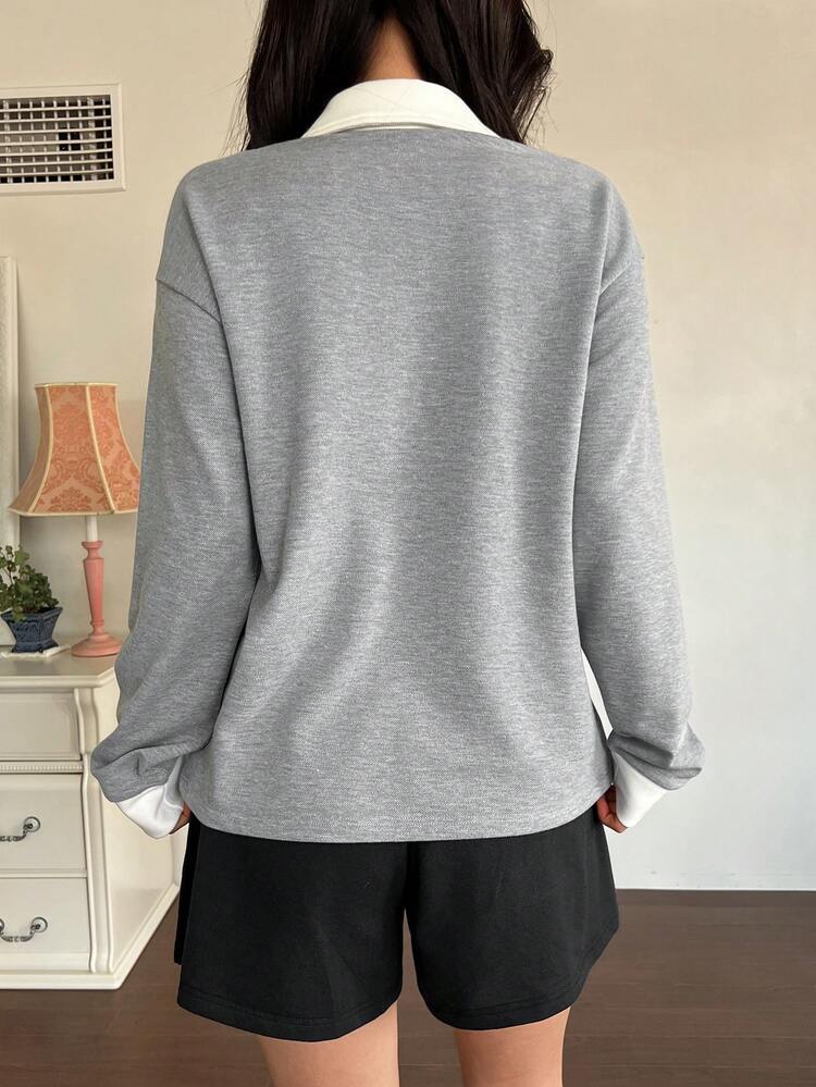 Minimalist Color Block Loose Fit Women Pajama Set