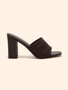 CUCCOO BASICS Minimalist Commuter Versatile Open Toe Mule High Heel Sandals For Christmas Spring Shoes Summer - Coffee Brown 2 - View 6