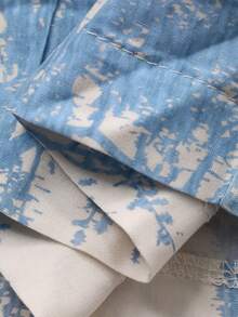 DAZY Elegant Plant Silhouette Print Cinched Waist Sleepwear Set For Women - Blue - View 7