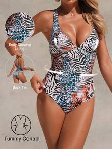 Shapewave 2026SS Nuovi costumi da bagno da donna per vacanze, appuntamenti, occidentali, crociere, spiaggia, isola, road trip, tutte le stagioni, festival musicali, vacanze bohémien, vacanze bohémien, pantaloncini corti boho Y2K plissettati autunnali rilassati, elegante costume da bagno intero casual vintage colorato con stampa leopardata, elegante abbigliamento casual da spiaggia per vacanze per donna, costumi da bagno da donna, costumi da bagno interi con copertura completa per donna, nuovi costumi da bagno da donna, costumi da bagno interi per donna, costume da bagno intero con controllo della pancia per donna, costume da bagno intero con stampa leopardata per donna, costumi da bagno da donna, costumi da bagno per donna con stampa, costume da bagno intero per donna con copertura completa, set di costumi da bagno per donna, costume da bagno intero con stampa zebra e ghepardo per donna, costume da bagno intero con controllo della pancia per donna - Multicolore - Visualizzare 1