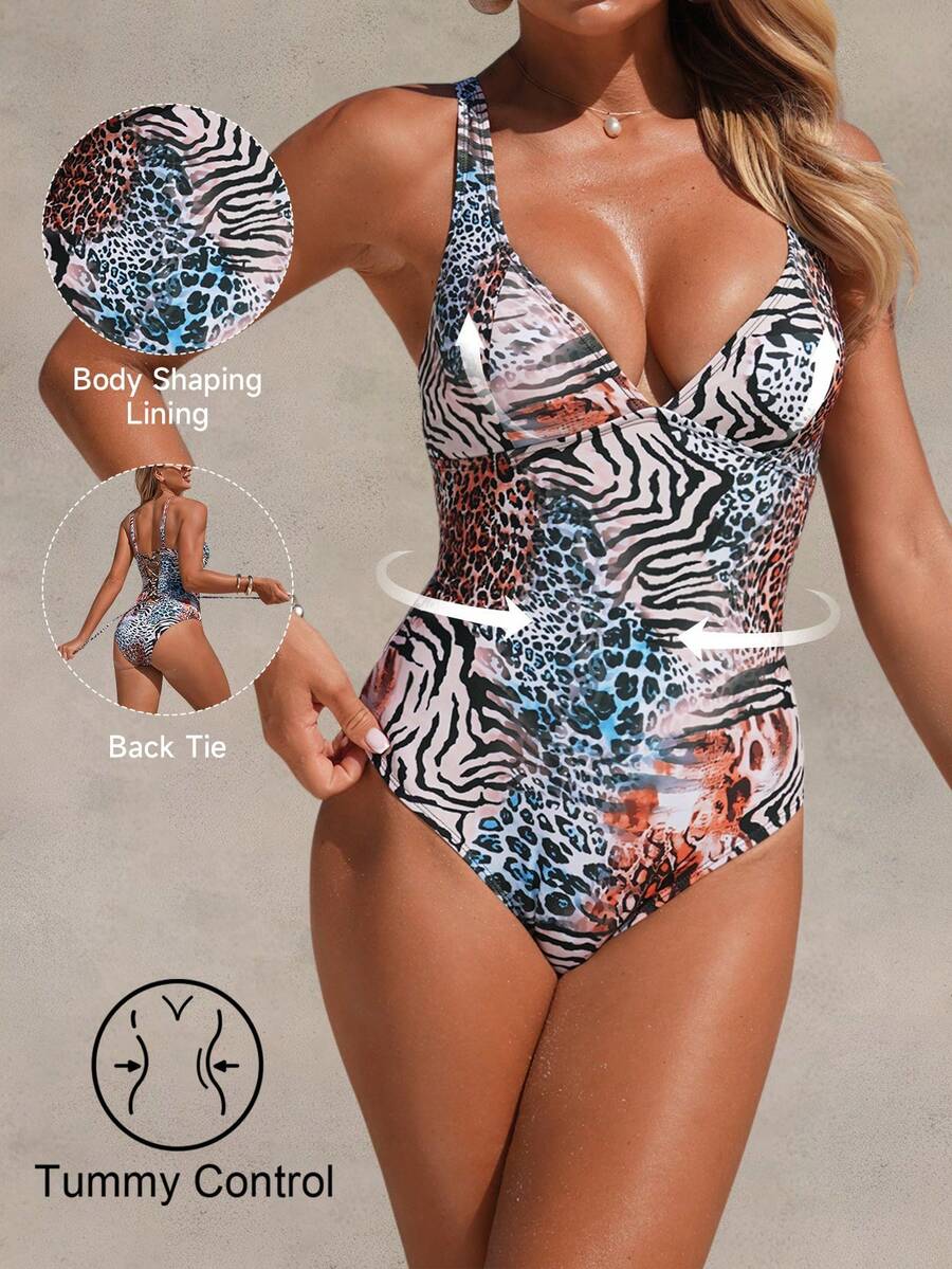 Shapewave 2026SS Nuovi costumi da bagno da donna per vacanze, appuntamenti, occidentali, crociere, spiaggia, isola, road trip, tutte le stagioni, festival musicali, vacanze bohémien, vacanze bohémien, pantaloncini corti boho Y2K plissettati autunnali rilassati, elegante costume da bagno intero casual vintage colorato con stampa leopardata, elegante abbigliamento casual da spiaggia per vacanze per donna, costumi da bagno da donna, costumi da bagno interi con copertura completa per donna, nuovi costumi da bagno da donna, costumi da bagno interi per donna, costume da bagno intero con controllo della pancia per donna, costume da bagno intero con stampa leopardata per donna, costumi da bagno da donna, costumi da bagno per donna con stampa, costume da bagno intero per donna con copertura completa, set di costumi da bagno per donna, costume da bagno intero con stampa zebra e ghepardo per donna, costume da bagno intero con controllo della pancia per donna - Multicolore - Visualizzare 1