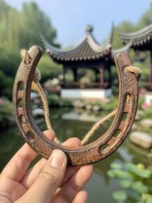 1pc Vintage Lucky Horseshoe Wall Decor Rustic Iron Hanging Ornament With Jute Rope For Outdoor Garden Courtyard Indoor Living Room Door Farmhouse Holiday Gift - one size fits all - View 7