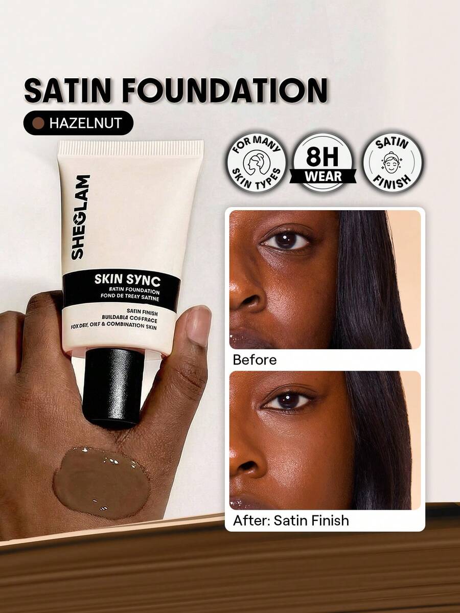 SHEGLAM Skin Sync Satin Foundation-Hazelnut - Hazelnut - View 1