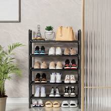 Black Stackable Single Row Shoe Storage Rack, Independent Shoe Dividers For Porch Closet Bedroom Hallway Terrace | Slight Paint Peeling On Steel Tubes Is Normal, No Impact On Use - Black - View 4