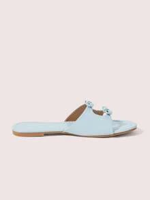 CUCCOO DOLLMOD Ladies Blue Comfortable Flat Sandals, Sweet Style Bow-Soled Sandals Spring Shoes - Blue - View 9