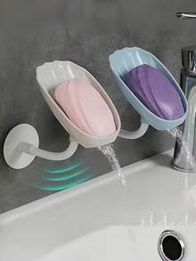 1/3 piezas Soporte de pared para jabón con forma de concha multicolor con drenaje, sin necesidad de taladrar, instalación adhesiva, bandeja de jabón, estante de almacenamiento de baño, organizador para baño, cocina, esponja, estropajo, accesorios para el hogar - Multicolor - Ver 11