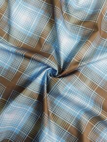 Easowa 女士蓝色格子吊带迷你连衣裙，蕾丝拼接不对称下摆，时尚风格，春夏款 - 彩色 - 查看 8