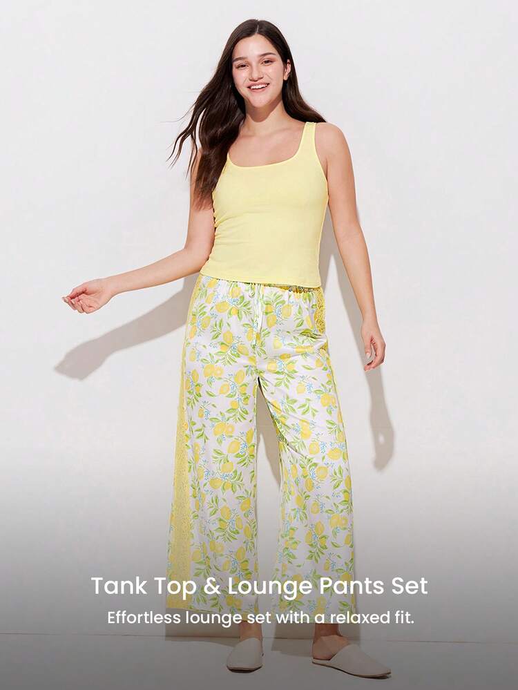 Light Yellow & Lemon Print Pajama Set