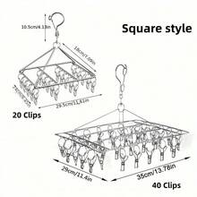 20/40 Clips Stainless Steel Drying Rack - Windproof Hanging Organizer For Socks And Underwear, No Drilling Required, Hanging, Space-Saving Multi-Function Hooks, Suitable For Home And Retail Use, Great For Back To School, Stainless Steel Drying Rack, Dry Socks And Underwear, 2026 New Model, Suitable For Winter, New Year Gift - Silver - View 9