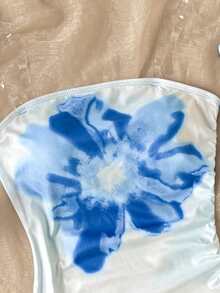 SHEIN Tween Girl Ditsy Floral V-Neck Long Sleeve Arabic Style Dress - Blue - View 3