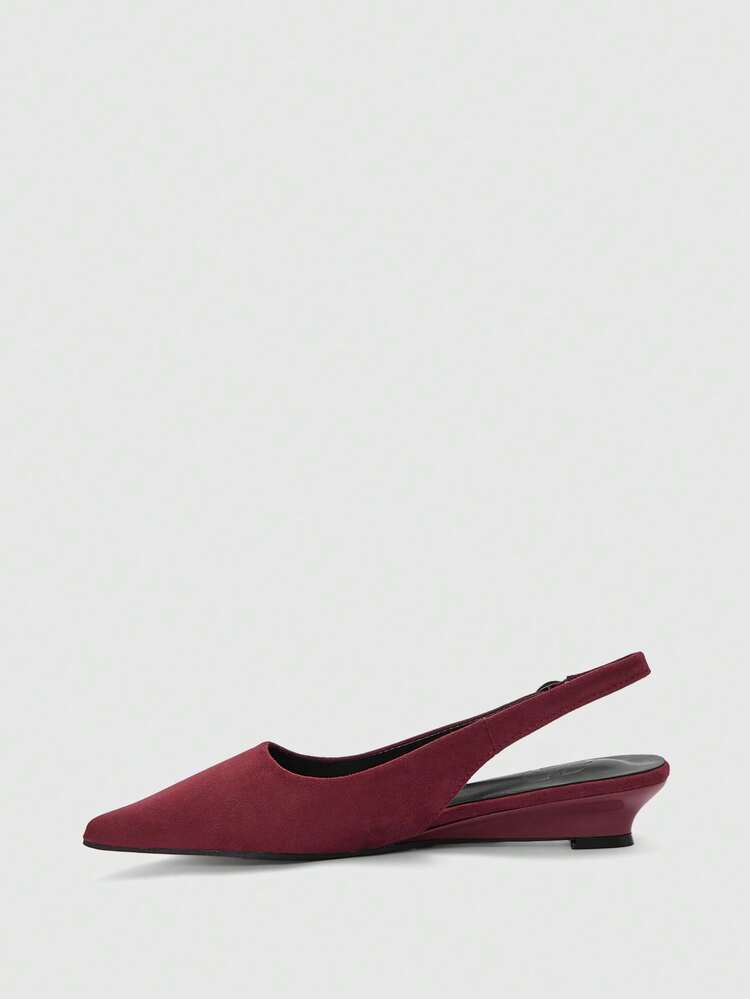 CUCCOO BIZCHIC Women's Pointed Toe Slingback Shoes, Suede Material, Comfortable Casual Wear, Suitable For Work, Commuting, Afternoon Tea