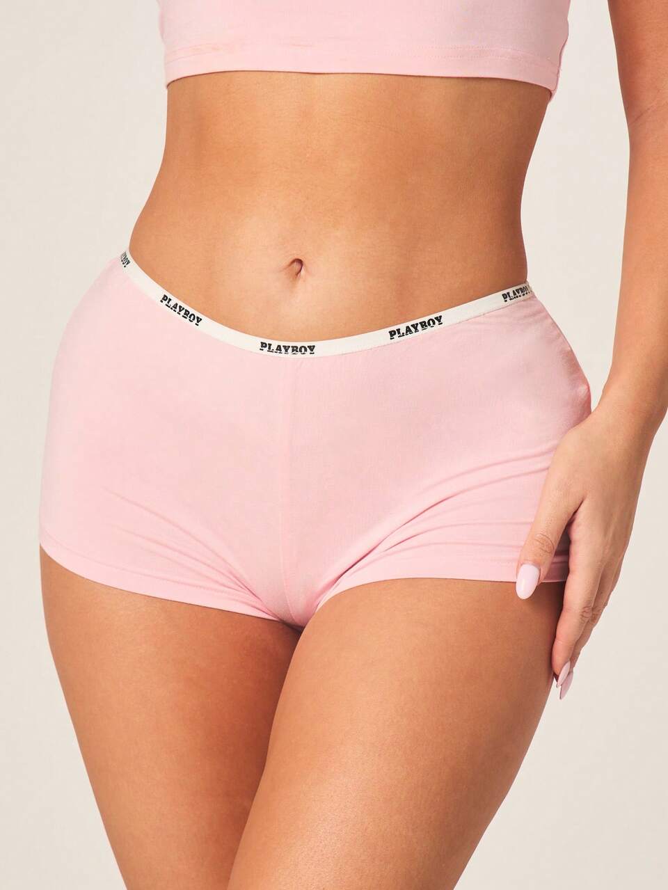 Missguided x Playboy Women's Strappy Cami And Booty Shorts Lounge Set With Branding Comfort Sleepwear Matching Two Piece