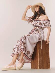 Giày sandal đế xuồng dệt dây Styleloop dành cho nữ, phong cách Bohemian, kiểu dáng cổ điển, thích hợp cho các lễ hội âm nhạc miền Tây nước Mỹ, tiệc tùng hoặc Giáng sinh. - Hồng - Xem 5