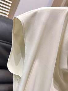 Franclia Minimalist Elegant Satin Draped Collar Sleeveless Tie-Waist Slim Design Commuting Blouse - Apricot - View 4