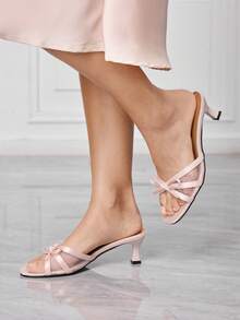 Sleekvia 女士绑带高跟穆勒凉鞋，夏季新品 - 淺粉色 - 查看 9