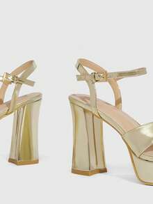 CUCCOO SZL Giày sandal cao gót nữ gợi cảm, đơn giản và thanh lịch, phù hợp cho hộp đêm, công sở và đi làm. - Màu sâm panh nhạt - Xem 4