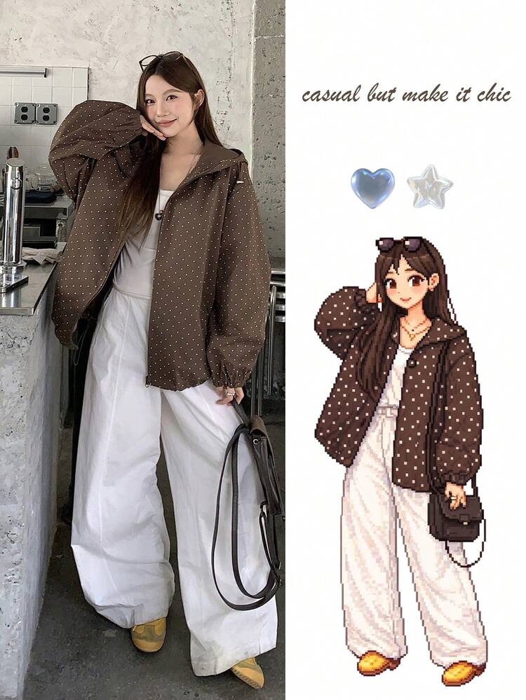 Women's Regular Hooded Allover Print Jacket