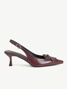 CUCCOO CHICEST Burgunderrote Schleifenspitze Stiletto Absatz Sandalen, Vintage eleganter Stil, die burgunderrote Farbe schafft eine Atmosphäre, kombiniert reife feminine Ausstrahlung und nischige Raffinesse, geeignet für Frauen, die stilvolle Outfits anstreben, können zu Anzügen, Strickkleidern, Mänteln für den Büroalltag, Dates, leichte gesellige Anlässe getragen werden - Bordeaux - Übersicht 4