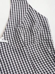 Sweetra Women's Plaid Sleeveless Halter Neck Tie Jumpsuit, Summer - Black - View 3