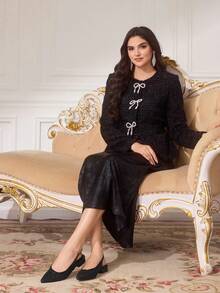 CUCCOO TILAWA Giày cao gót mũi nhọn màu đen làm từ chất liệu lấp lấp lánh, thích hợp cho các bữa tiệc, mặc hàng ngày và chụp ảnh. - màu đen - Xem 2