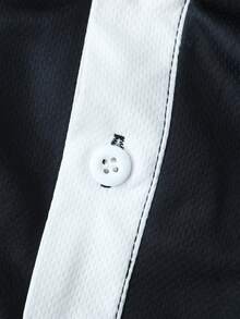 ROMWE MEN Prep Men's Casual Colorblock Numeric Print Polo Shirt, Summer - Black - View 6