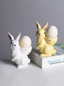 Cirelle 1 pieza Soporte para huevo de conejo de Pascua - Lindo taza de cerámica para huevos para el desayuno, decoración de mesa festiva y adorno de cocina festivo - Multicolor - Ver 7